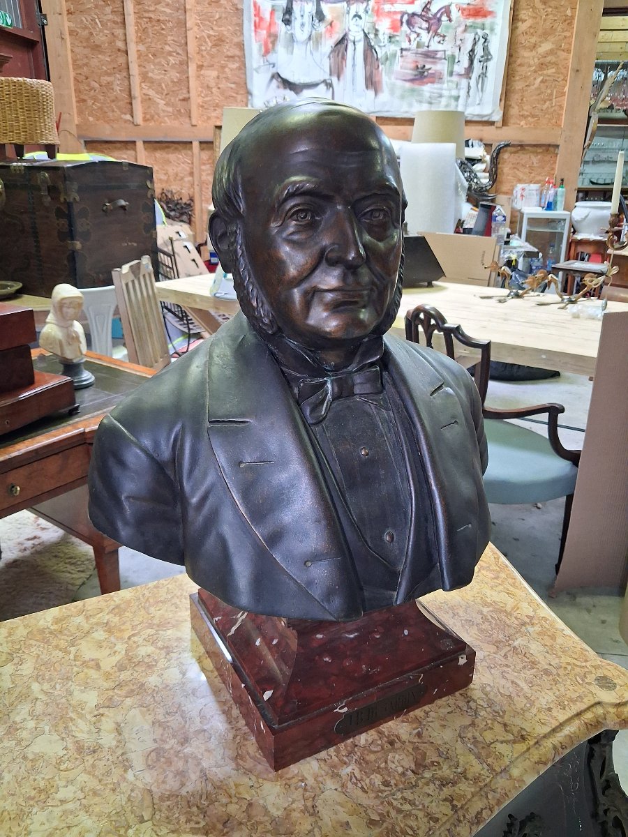 Large Bronze Bust Of Jean-baptiste Dujardin – Signed "parmer Fecit" – Paris, 1889 – H. 68 -photo-3