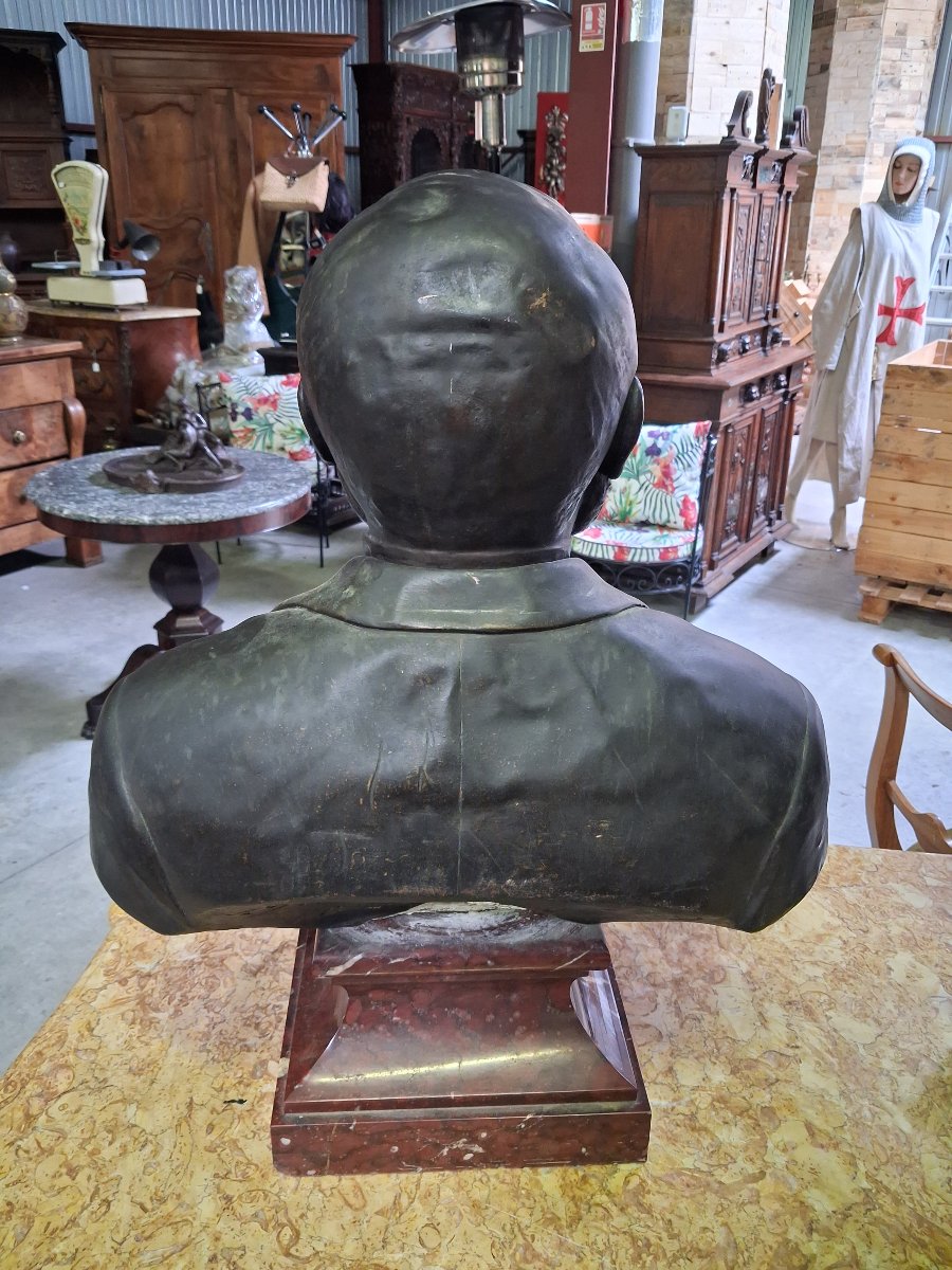 Large Bronze Bust Of Jean-baptiste Dujardin – Signed "parmer Fecit" – Paris, 1889 – H. 68 -photo-4