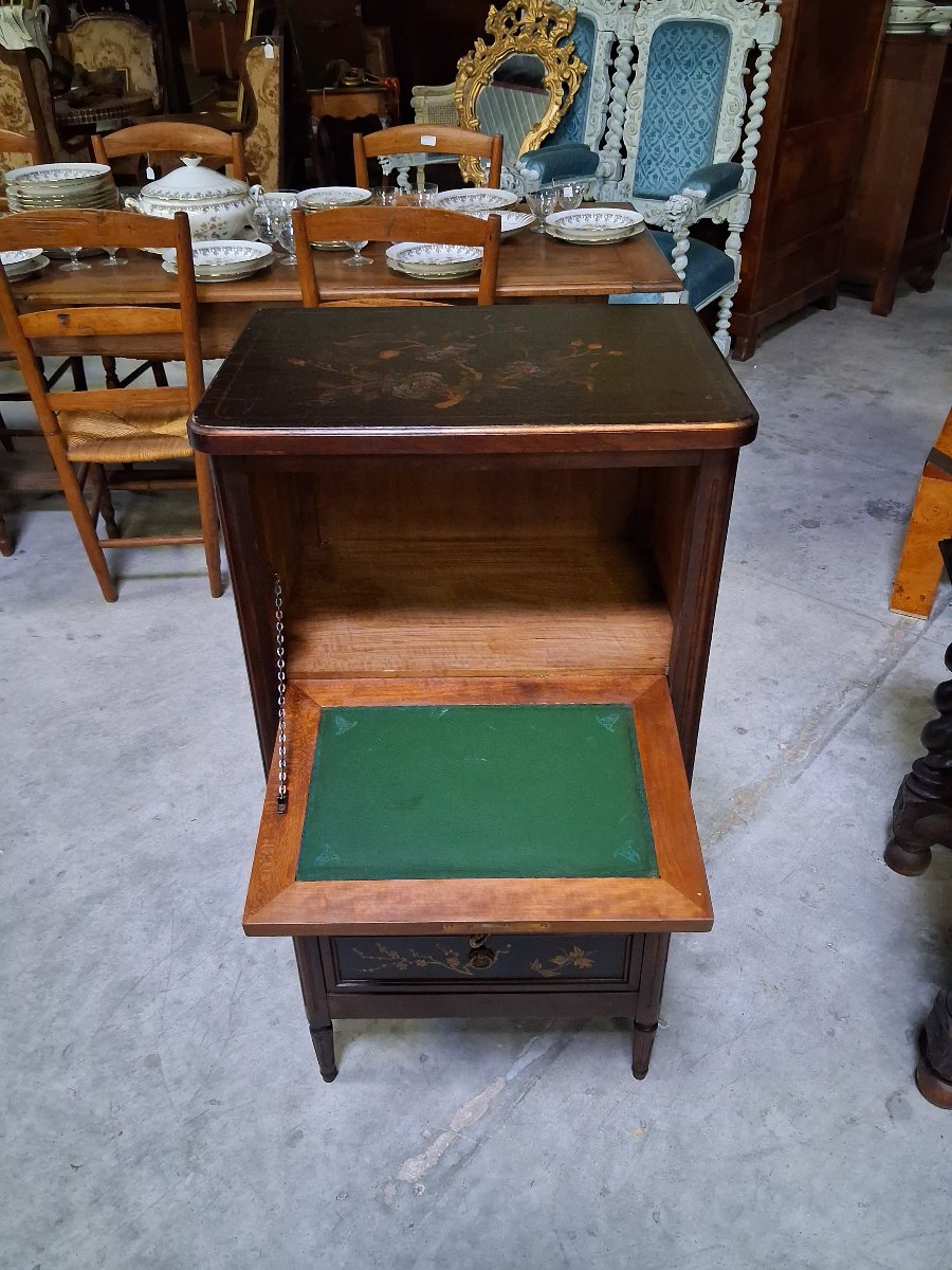 Secrétaire / cabinet en bois à panneaux de laque de Chine -photo-1