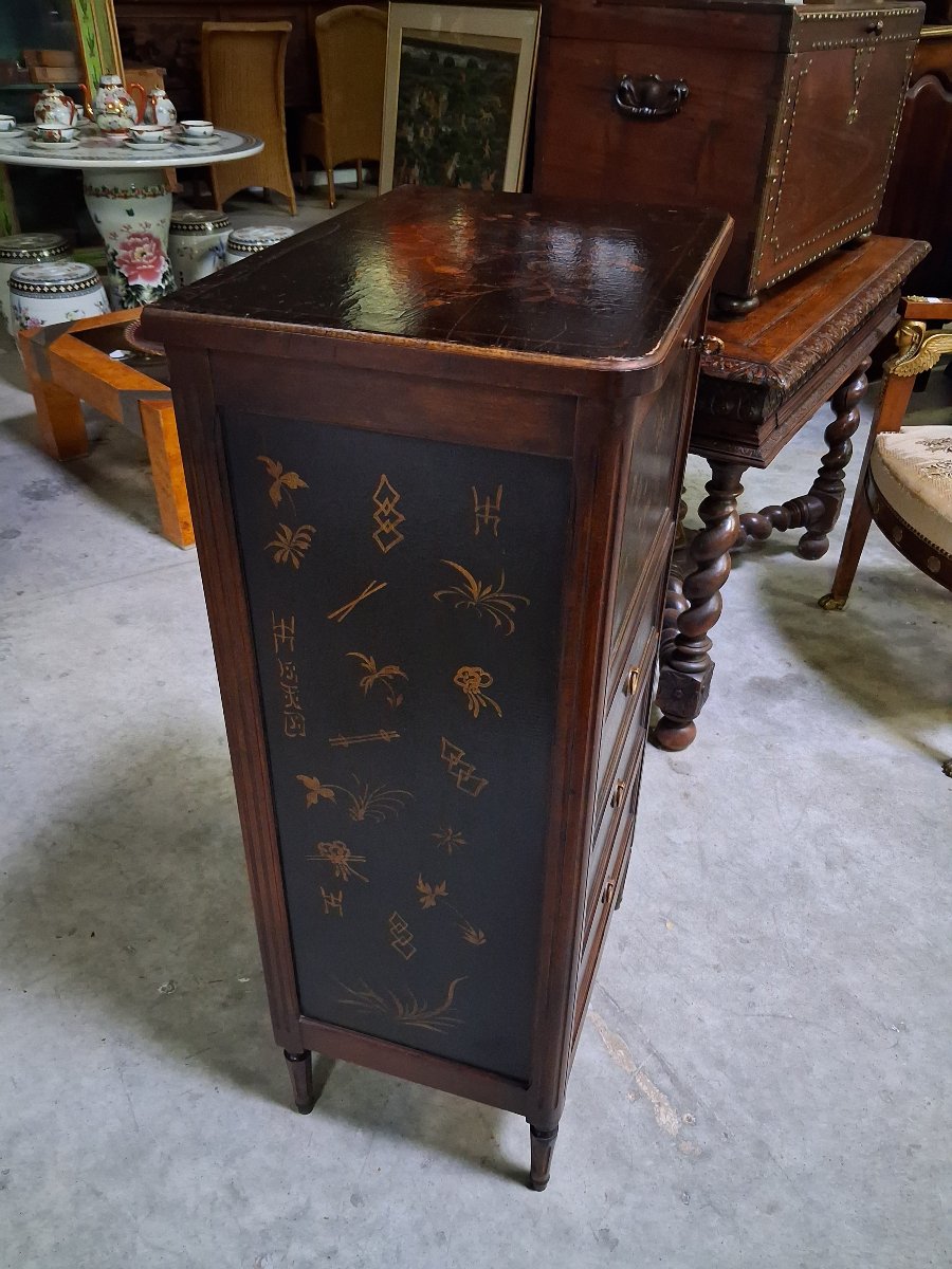 Secrétaire / cabinet en bois à panneaux de laque de Chine -photo-2