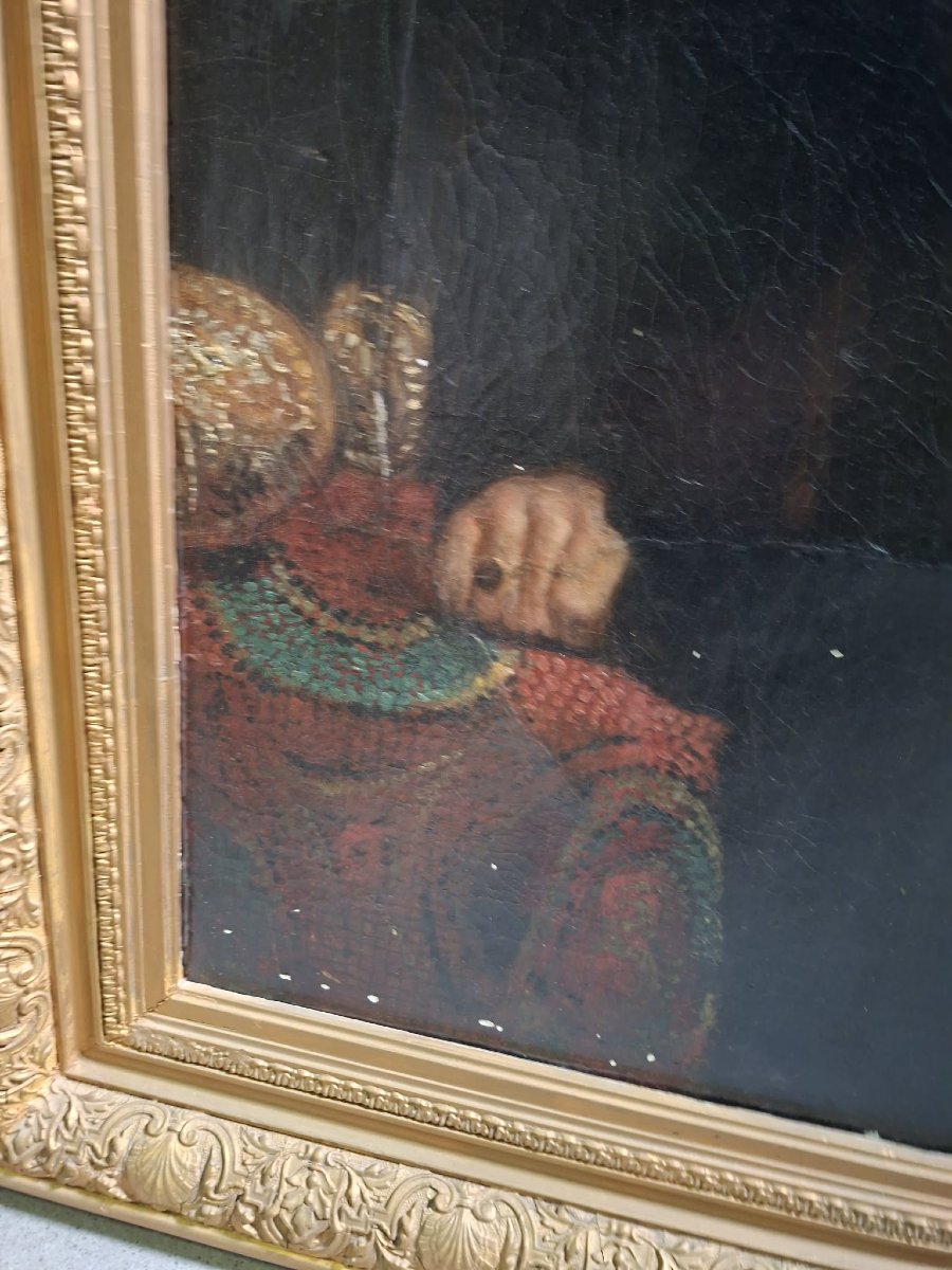 Ecole Hollandaise XIXe : Important portrait de notable – Huile sur toile – signé-photo-2