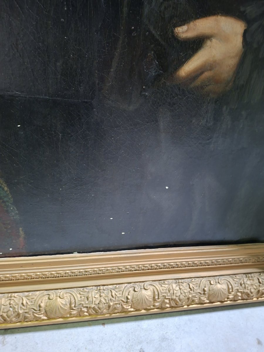 Ecole Hollandaise XIXe : Important portrait de notable – Huile sur toile – signé-photo-4