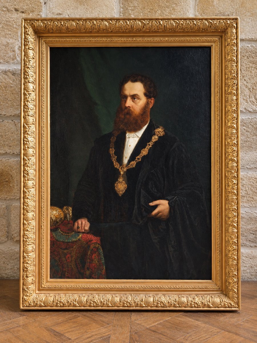 Ecole Hollandaise XIXe : Important portrait de notable – Huile sur toile – signé