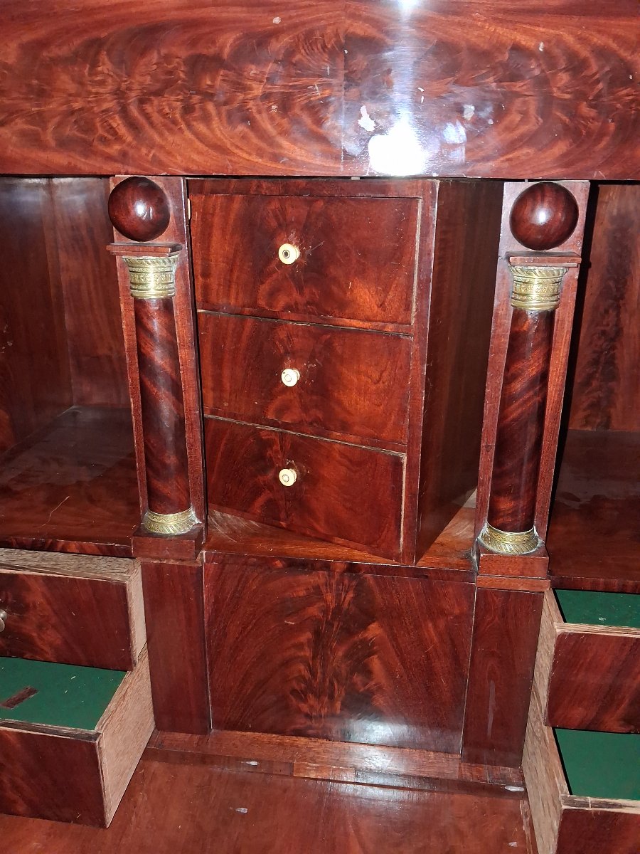 Secrétaire à abattant en acajou – Style Empire – Intérieur à secrets et mécanisme pivotant -photo-5