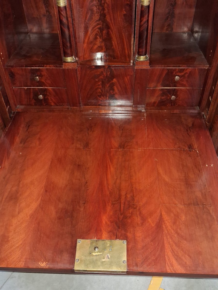 Secrétaire à abattant en acajou – Style Empire – Intérieur à secrets et mécanisme pivotant -photo-7