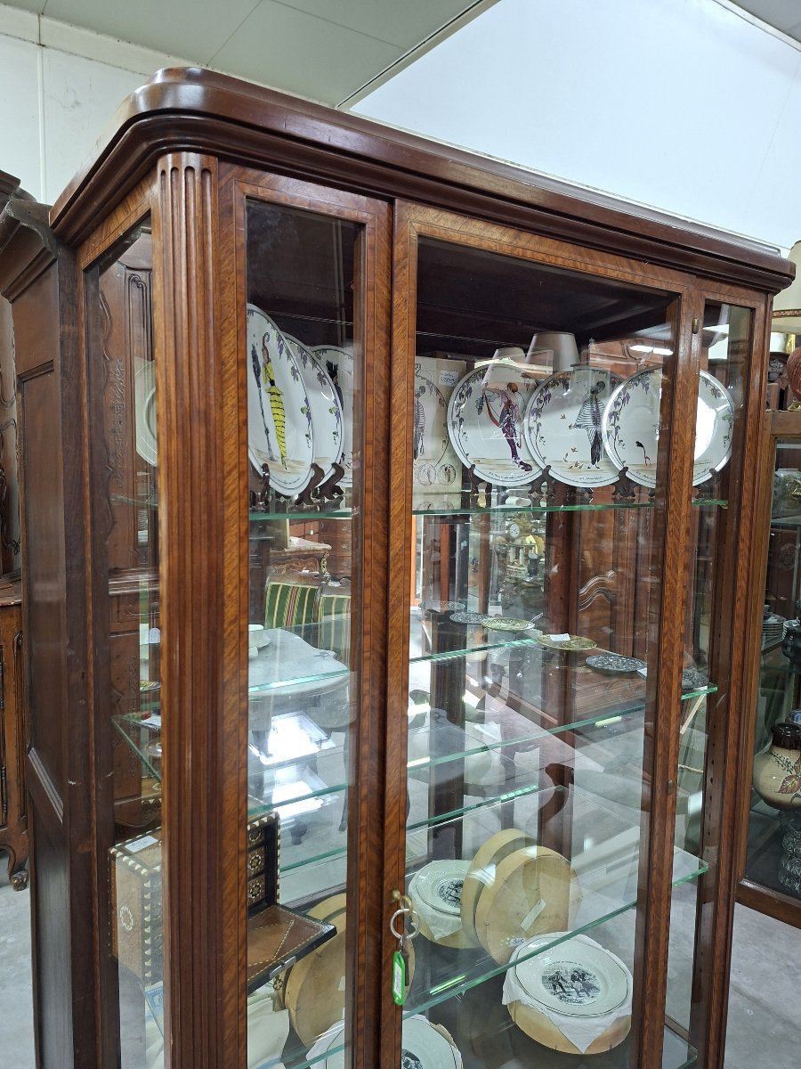 Vitrine d’exposition en acajou et marqueterie – Style Louis XVI – -photo-2