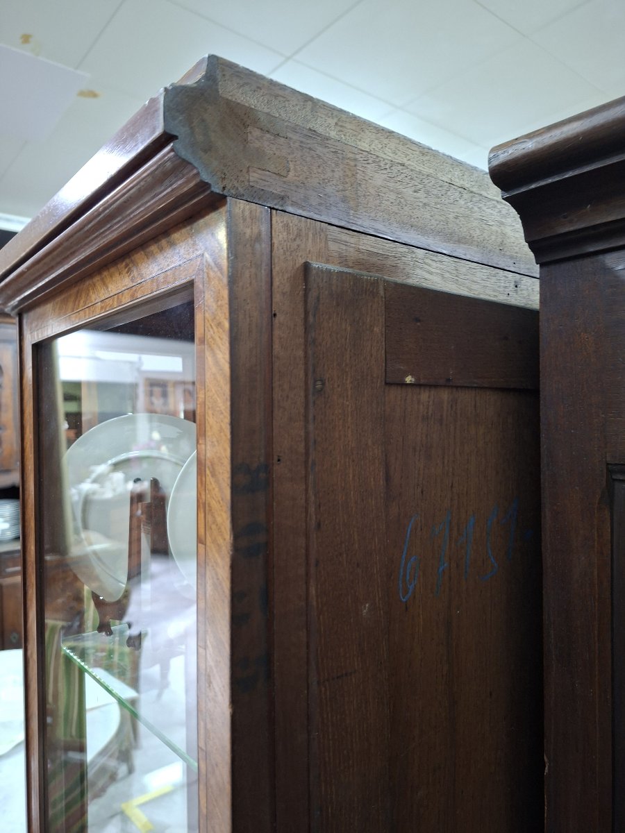 Vitrine d’exposition en acajou et marqueterie – Style Louis XVI – -photo-1