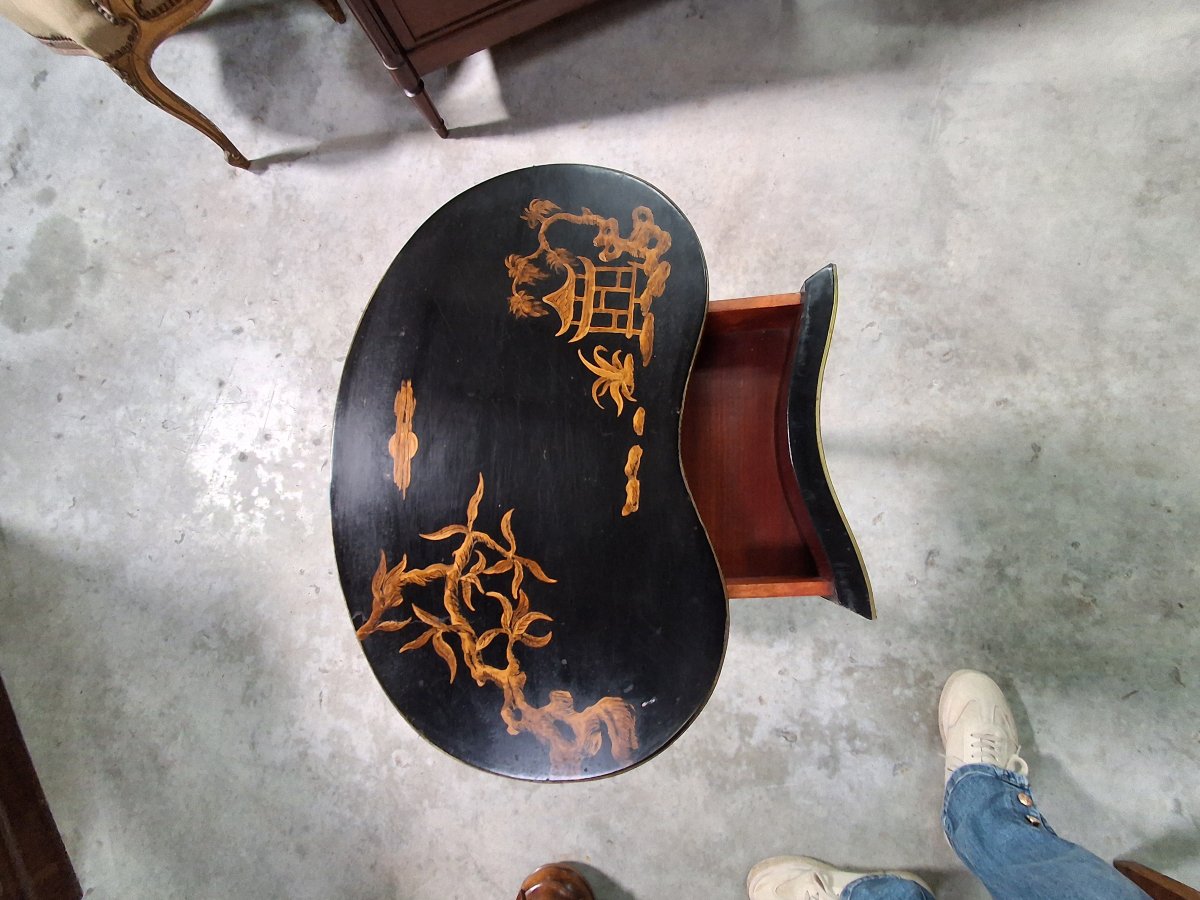 Table rognon japonisante – Bois laqué noir et décor doré – époque Napoléon III -photo-2