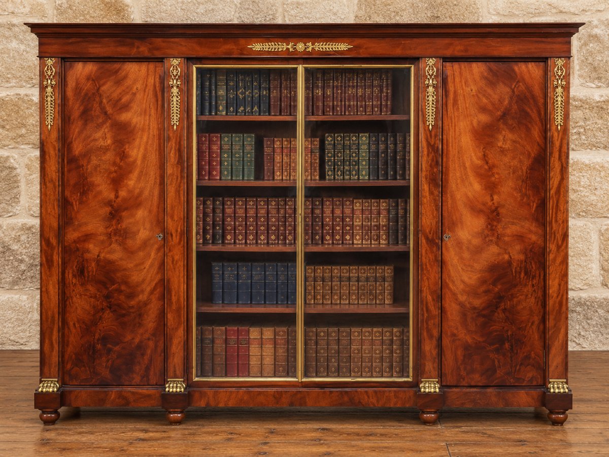 Large Mahogany Bookcase – Empire / Restoration Period – 20th Century 