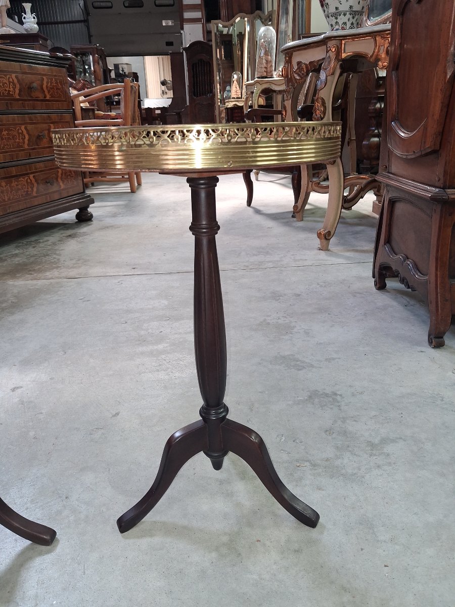 Pair Of Mahogany, Marble, And Openwork Brass Hot-water Bottle Tables – Louis XVI Style -photo-1
