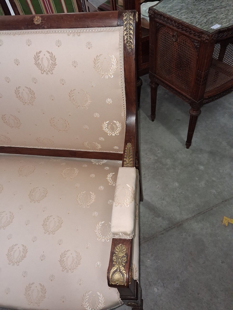 Banquette en acajou et bronze doré – Style Empire – XIXe siècle -photo-1