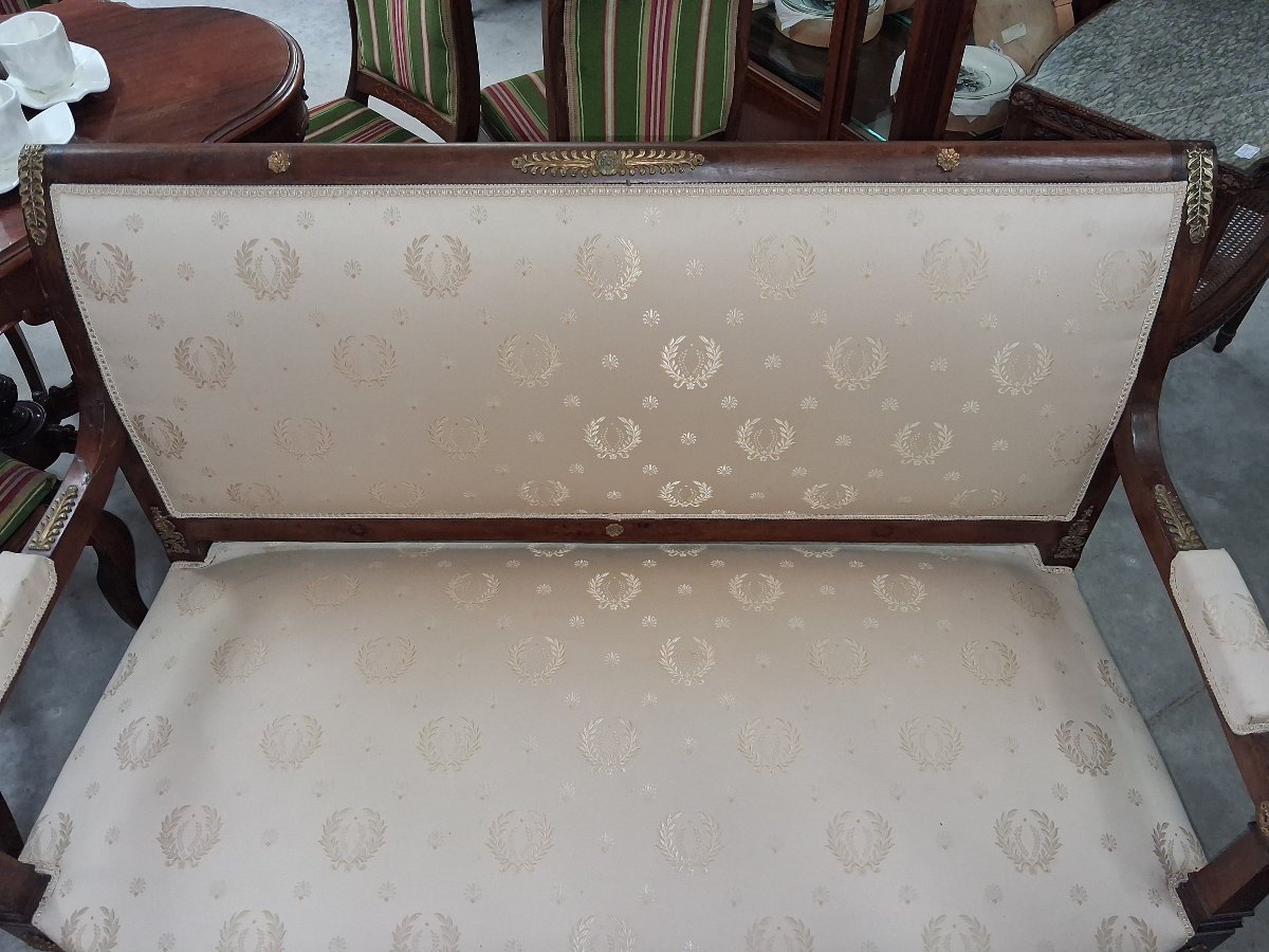 Banquette en acajou et bronze doré – Style Empire – XIXe siècle -photo-2