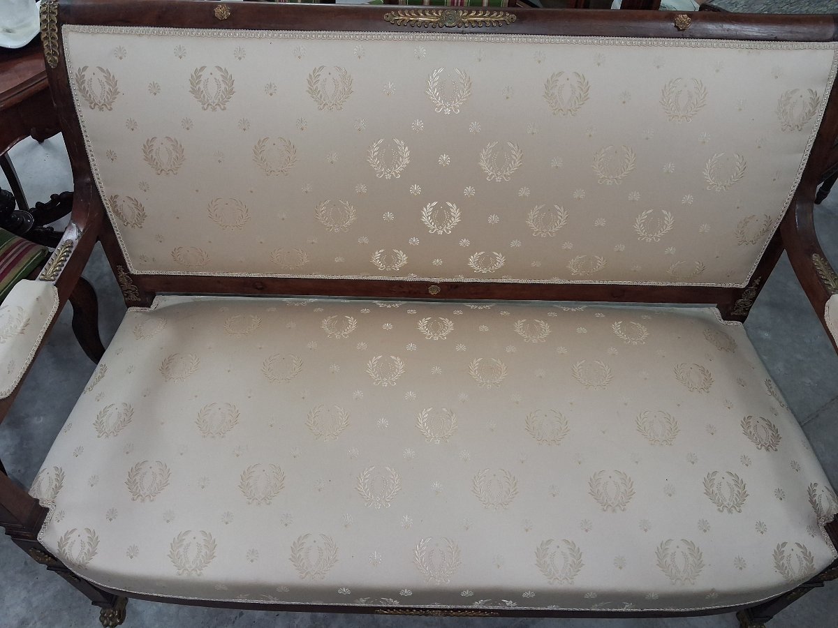 Banquette en acajou et bronze doré – Style Empire – XIXe siècle -photo-4