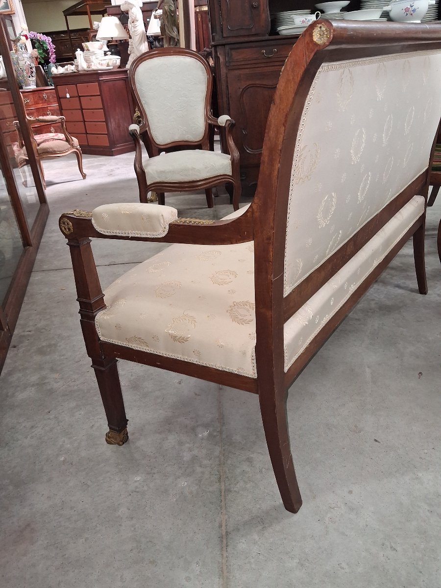 Banquette en acajou et bronze doré – Style Empire – XIXe siècle -photo-5