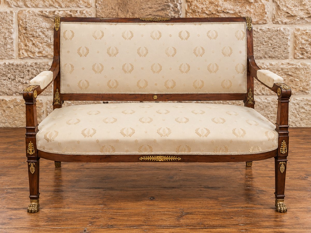 Banquette en acajou et bronze doré – Style Empire – XIXe siècle 