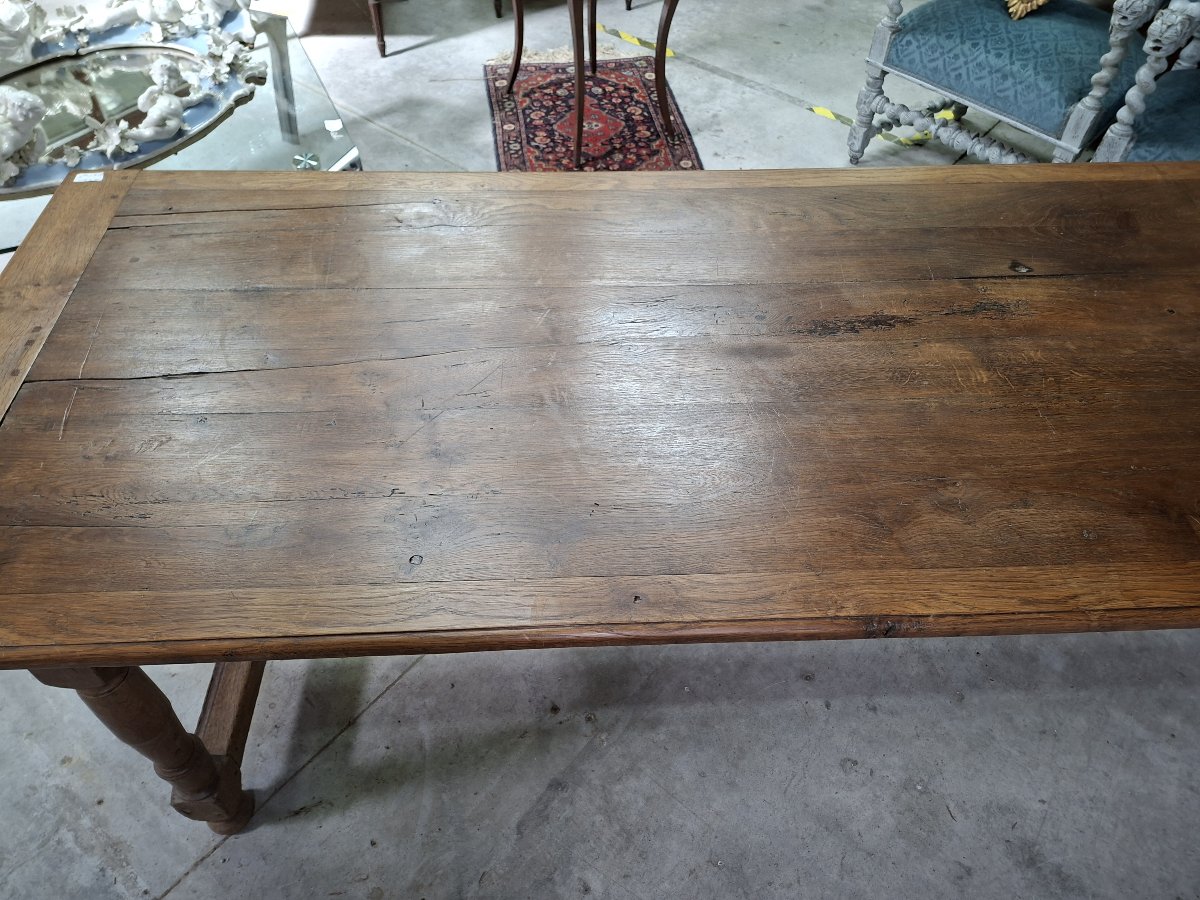 Grande table de ferme en chêne – XIXe siècle – 235 cm -photo-1