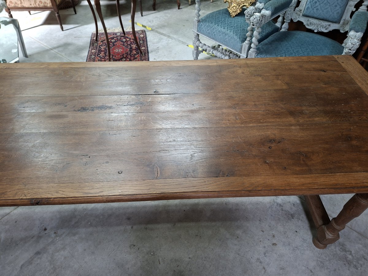 Grande table de ferme en chêne – XIXe siècle – 235 cm -photo-2