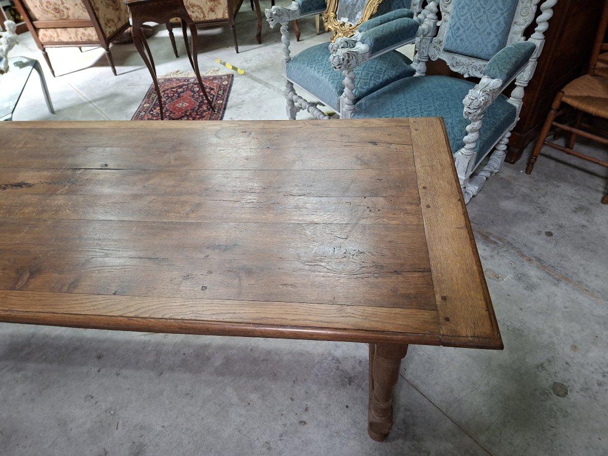 Grande table de ferme en chêne – XIXe siècle – 235 cm -photo-3