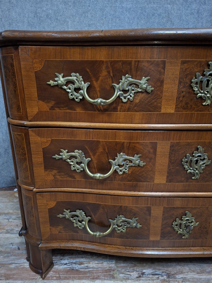 Commode galbée époque Louis XIV en marqueterie - garniture de bronzes dorés -photo-3