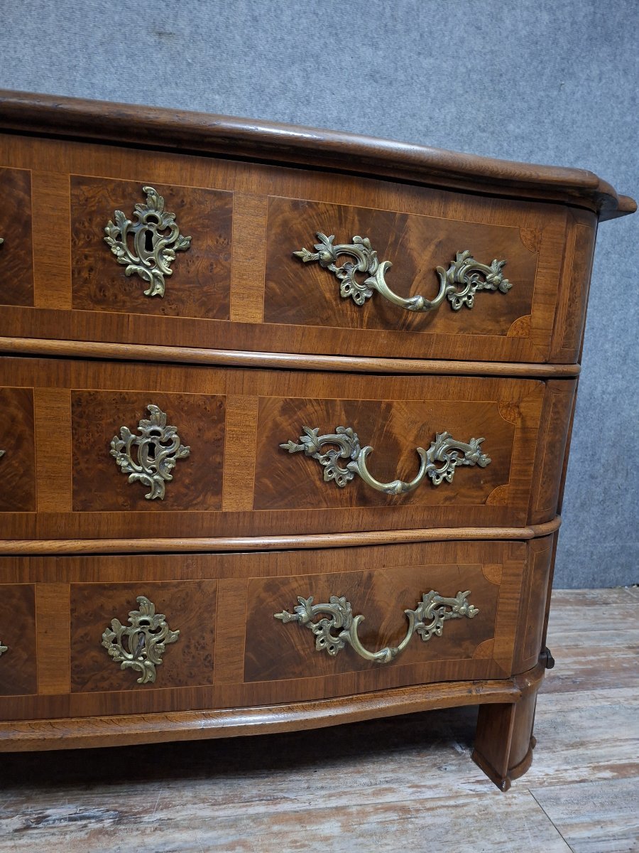 Commode galbée époque Louis XIV en marqueterie - garniture de bronzes dorés -photo-4