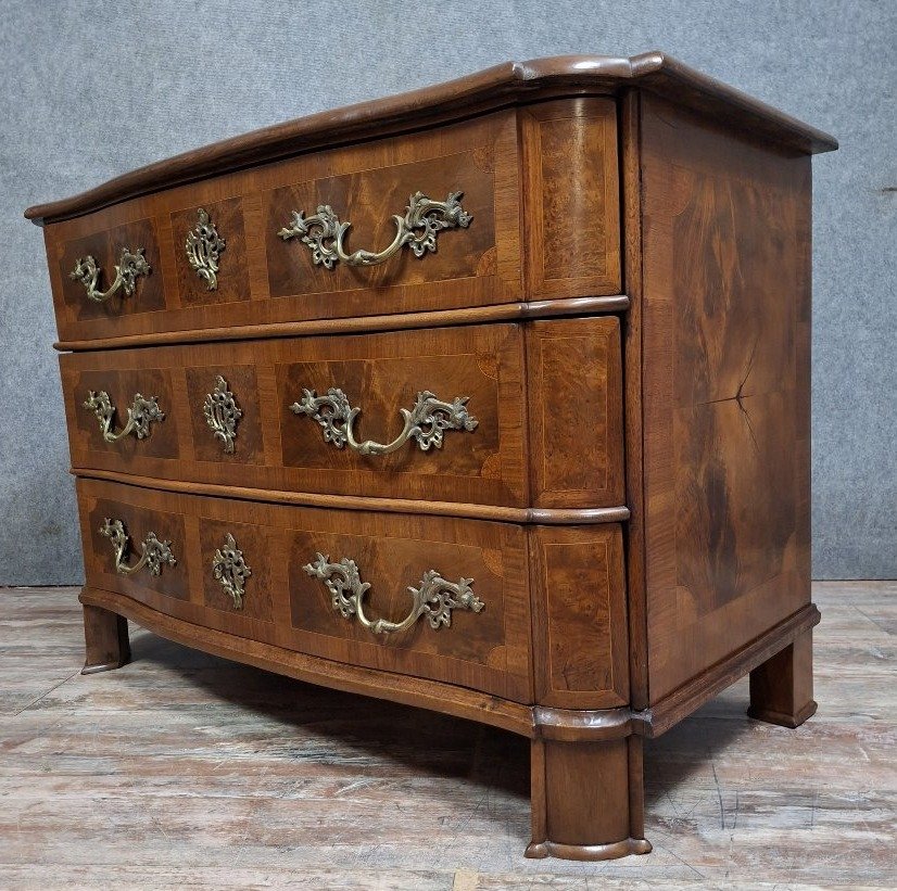 Commode galbée époque Louis XIV en marqueterie - garniture de bronzes dorés -photo-6