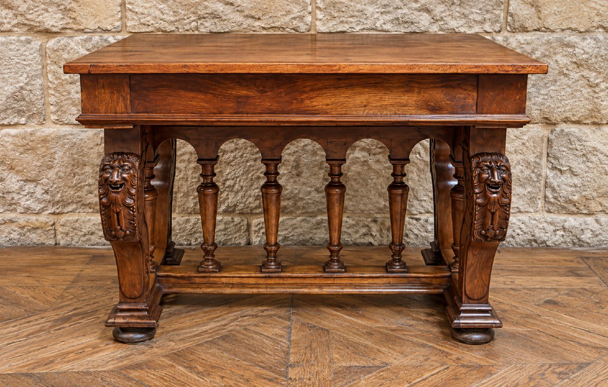 Carved Walnut Coffee Table – Neo-renaissance Style – 19th Century 
