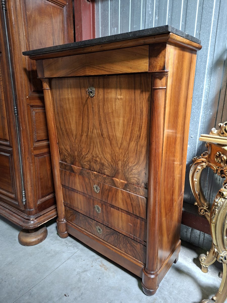 Secrétaire à abattant en noyer – Époque Empire, XIXe siècle-photo-6