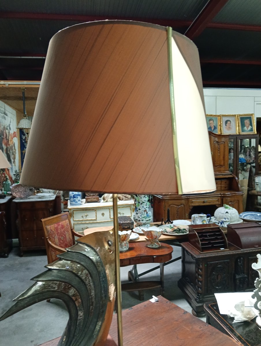 "fish" Sculptural Lamp – P. Granchi – Gilded Ceramic – 20th-century Design -photo-3