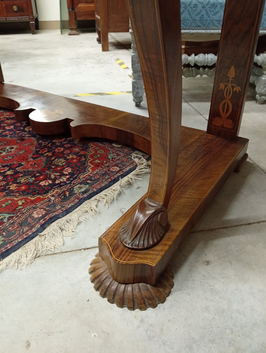 Importante console d’époque Charles X en noyer et marqueterie – vers 1825-1830-photo-4