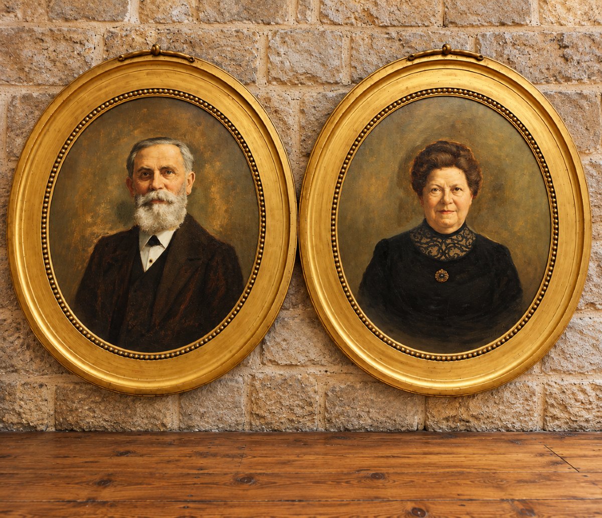 Pair Of Oval Portraits – Napoleon III Period – Oil On Panel – Signed Larché 