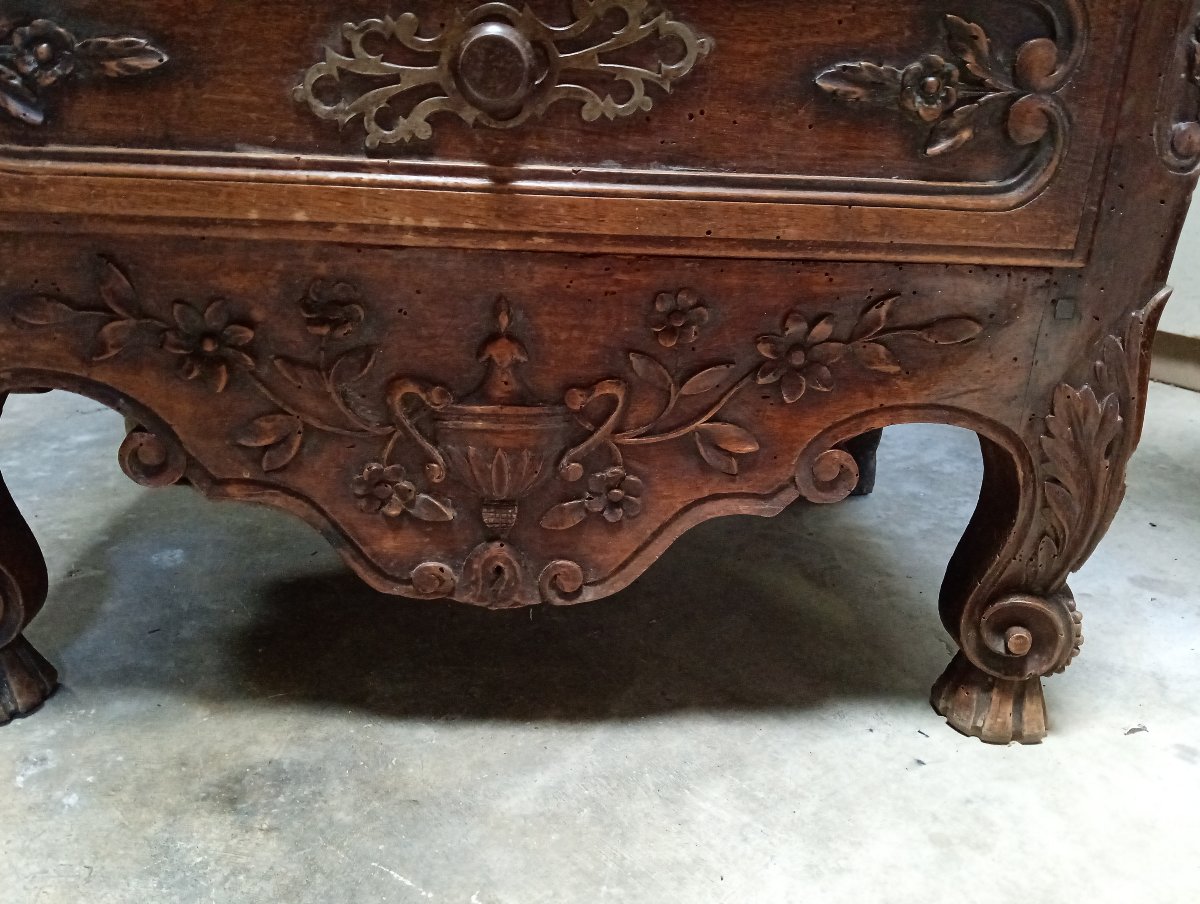 Louis XV-style Stocking Frame In Richly Carved Walnut – 19th Century -photo-7