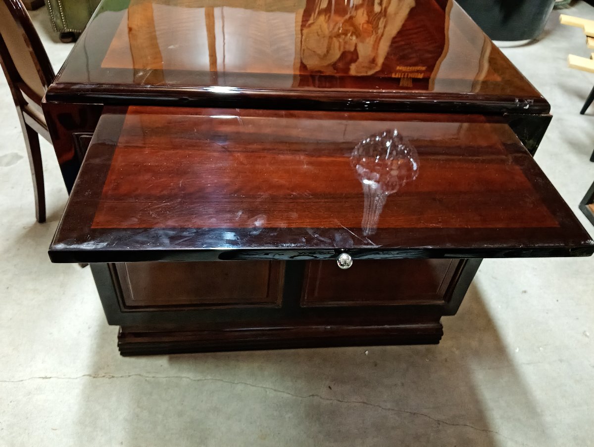 Large Art Deco Desk Made Of Burl, Mahogany, And Blackened Wood—with A Matching Chair -photo-3