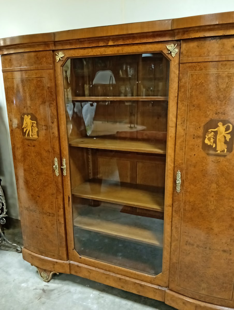 Bookcase With Marquetry And Inlay – Charles X / Biedermeier Style – 19th Century -photo-2