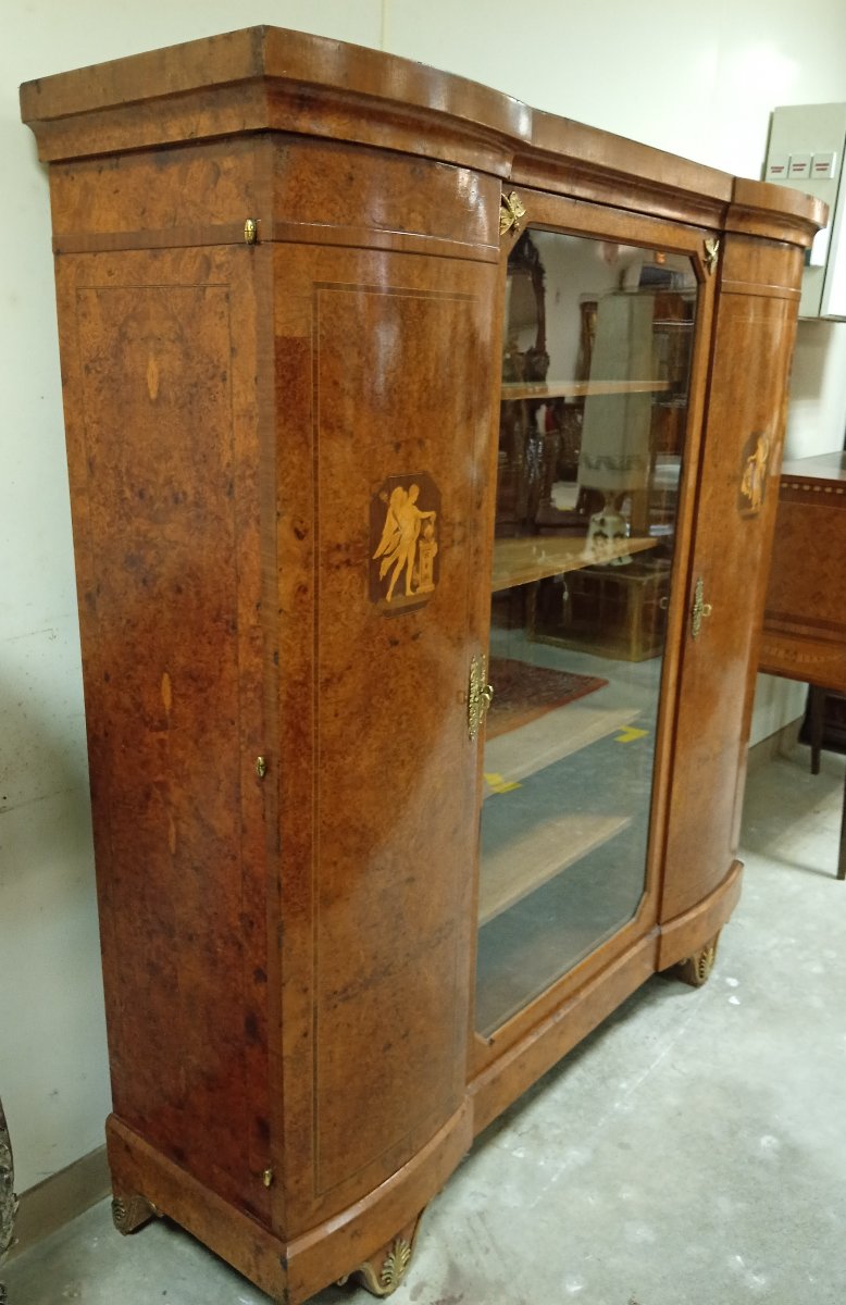 Bookcase With Marquetry And Inlay – Charles X / Biedermeier Style – 19th Century -photo-6