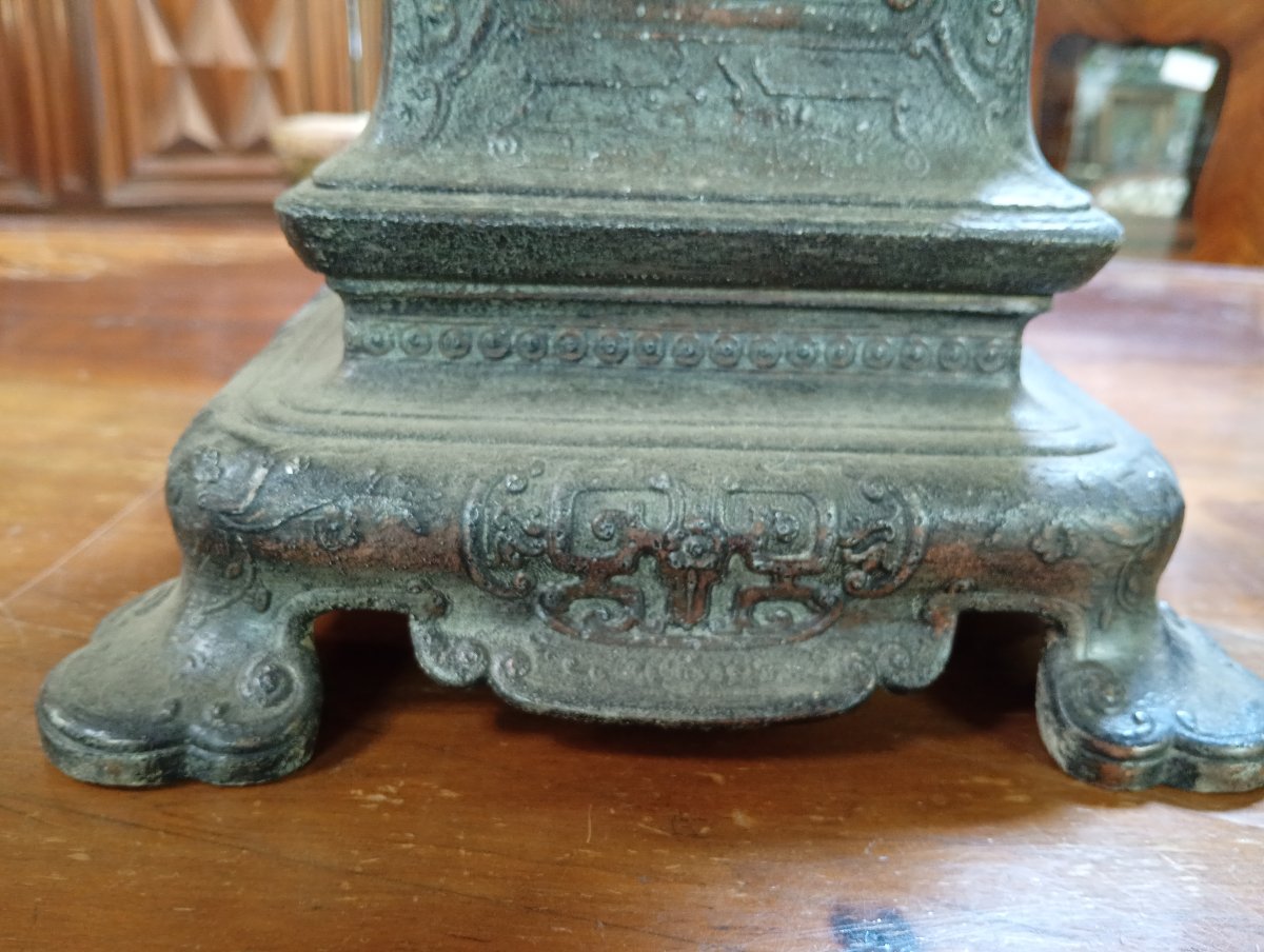 Pair Of Cast-iron Medici Vases With Japanese-style Decoration – 19th Century-photo-4