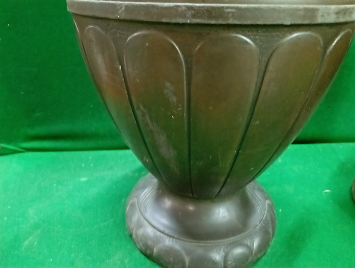 Paire de vases en terre cuite patinée – Style Art Nouveau – Vers 1900 -photo-1
