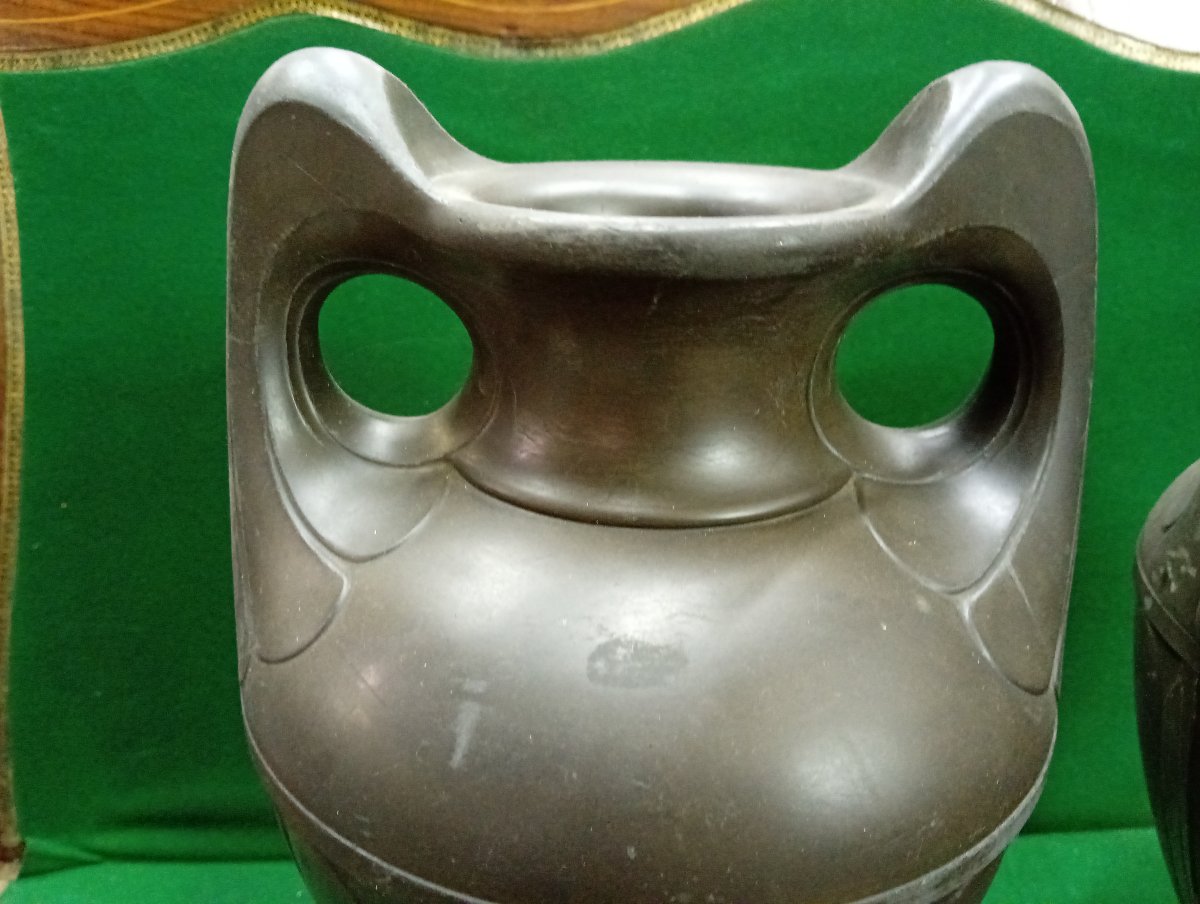 Paire de vases en terre cuite patinée – Style Art Nouveau – Vers 1900 -photo-2
