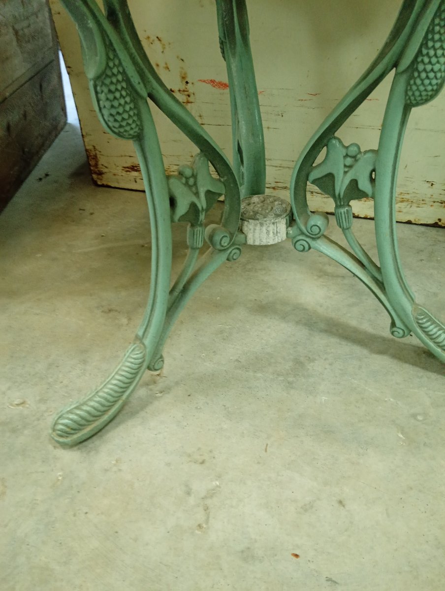 Art Nouveau-style Cast-iron Side Table - Ketall – Spain – Gray Marble Top -photo-2
