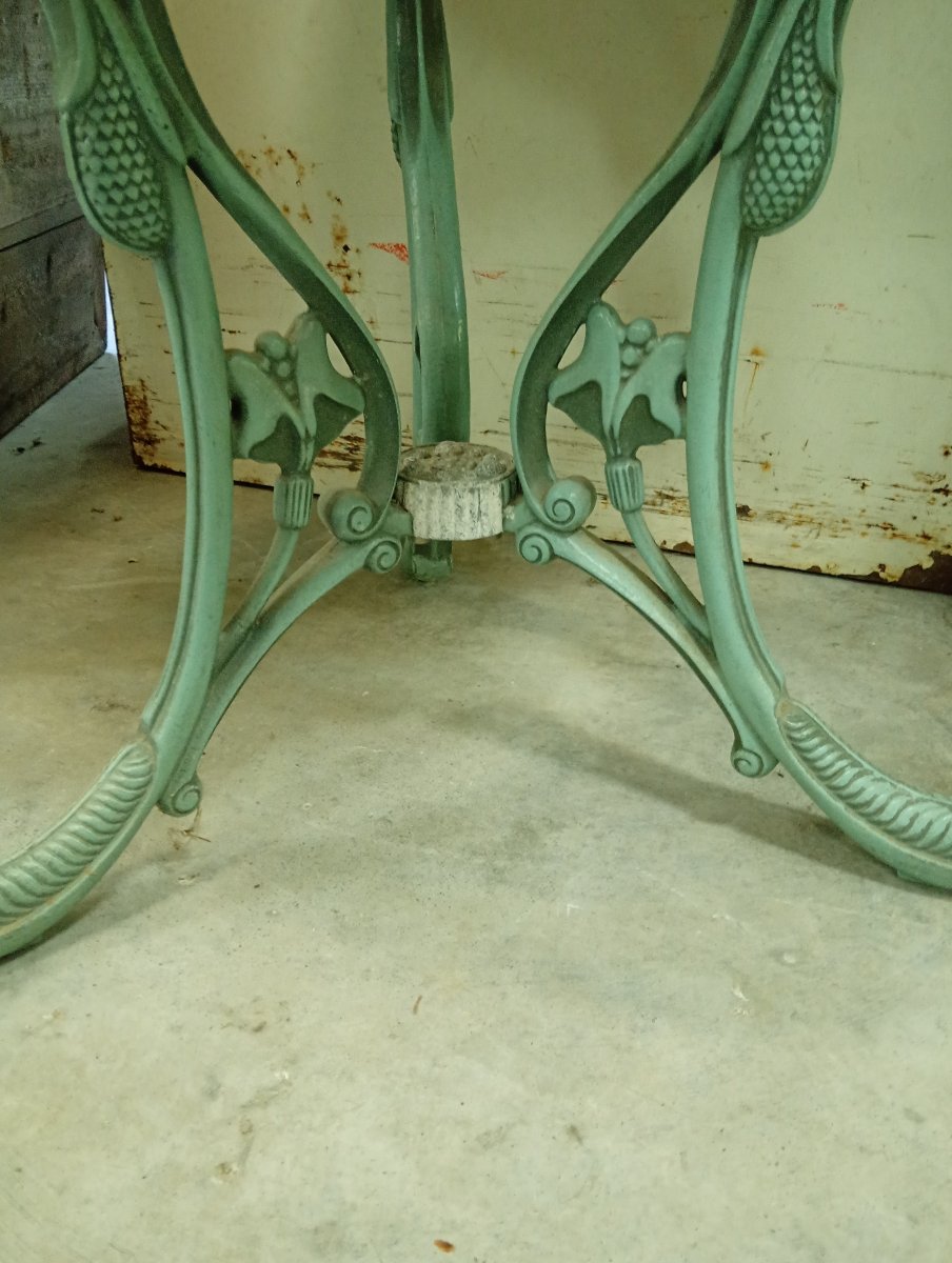 Art Nouveau-style Cast-iron Side Table - Ketall – Spain – Gray Marble Top -photo-3