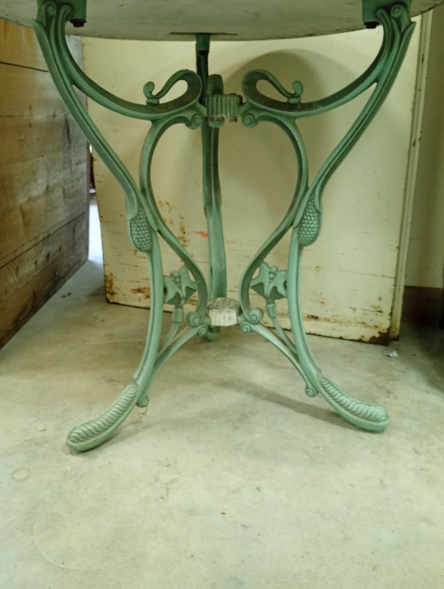 Art Nouveau-style Cast-iron Side Table - Ketall – Spain – Gray Marble Top -photo-4