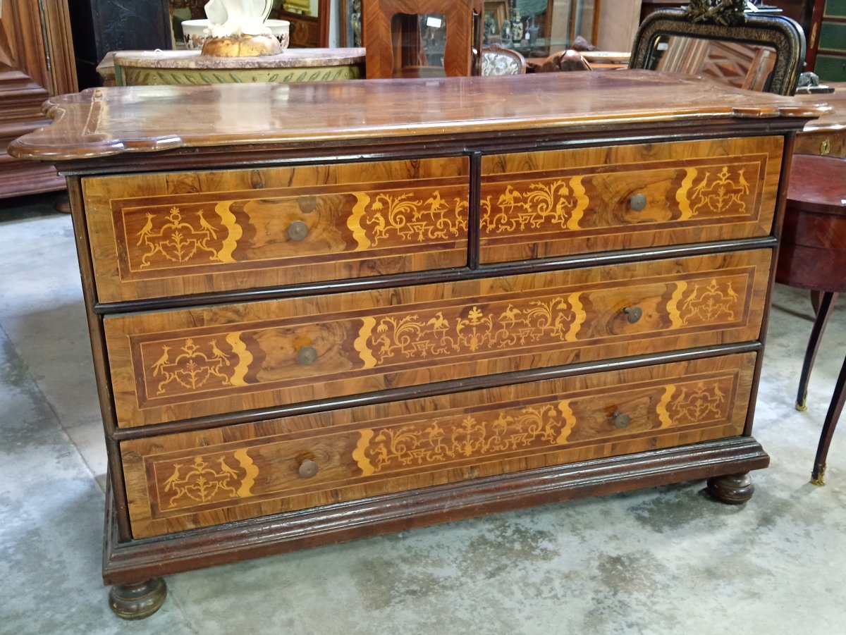 Trés Grande Commode époque Louis XIV en marqueterie – fin XVIIe / début XVIIIe siècle-photo-2