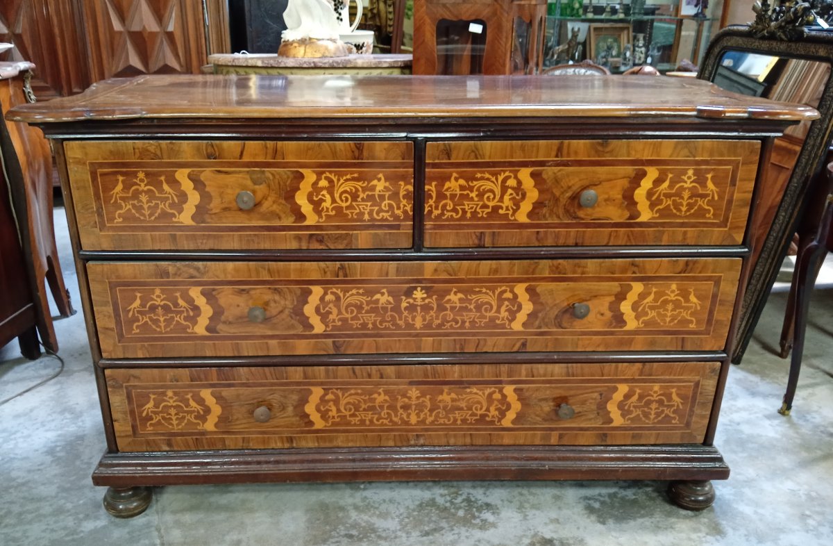 Trés Grande Commode époque Louis XIV en marqueterie – fin XVIIe / début XVIIIe siècle-photo-3