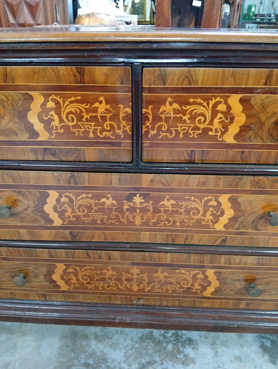 Trés Grande Commode époque Louis XIV en marqueterie – fin XVIIe / début XVIIIe siècle-photo-1