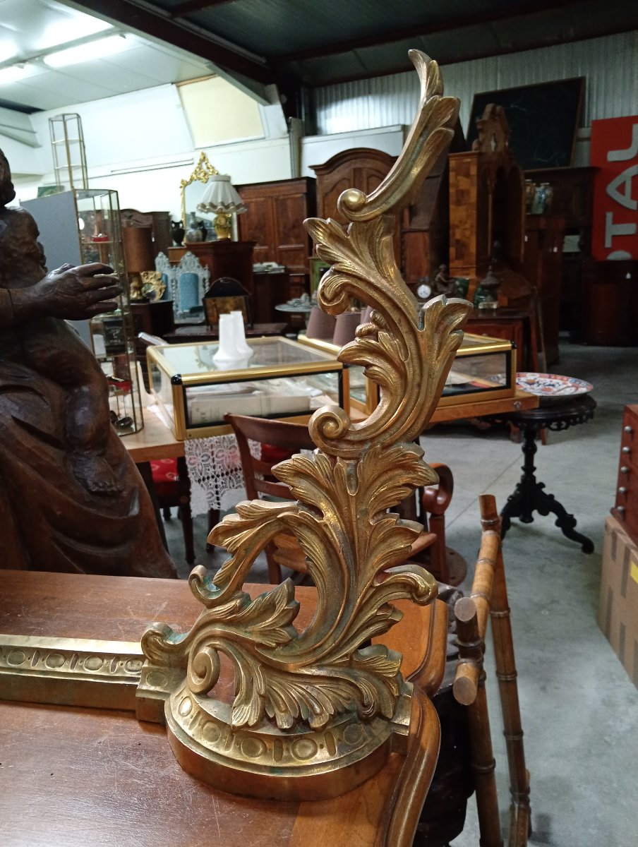Devant de cheminée en bronze doré – Décor de rinceaux et feuilles d’acanthe – Style Louis XV-photo-3