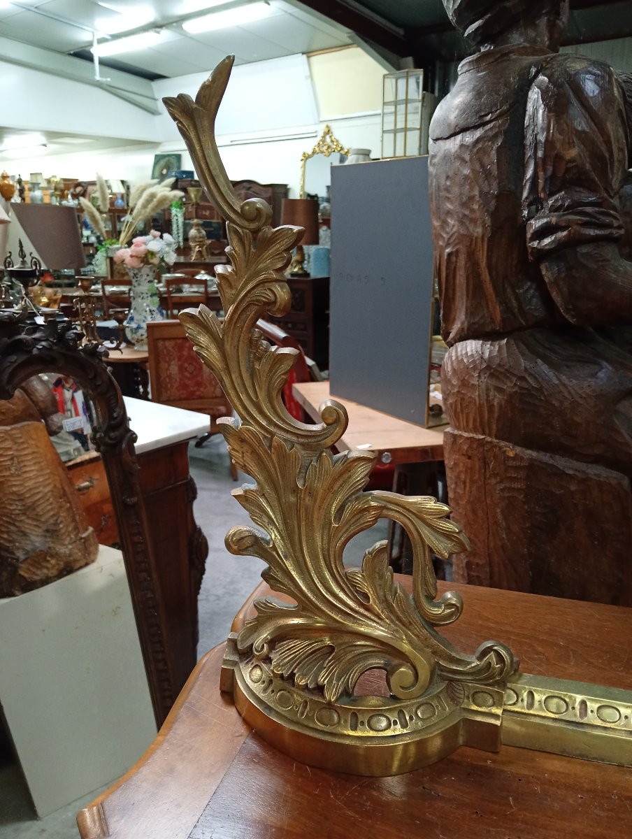 Devant de cheminée en bronze doré – Décor de rinceaux et feuilles d’acanthe – Style Louis XV-photo-4