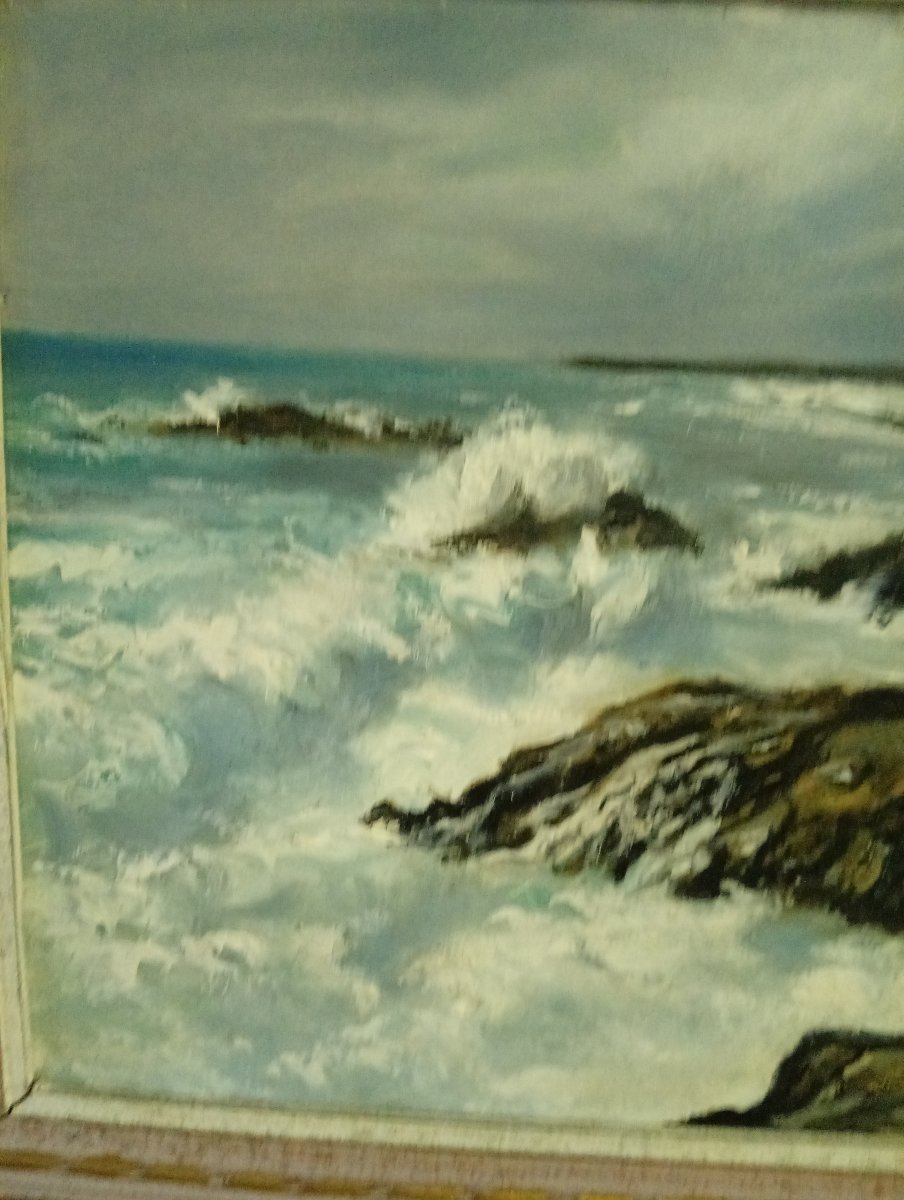 Paul-Henry Lafon – Côte rocheuse à Quiberon – Huile sur panneau -photo-1