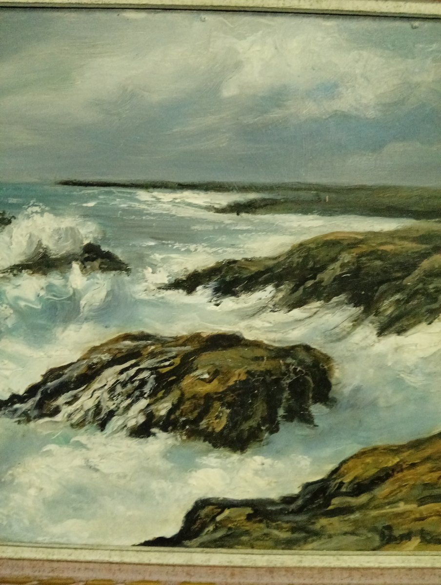 Paul-Henry Lafon – Côte rocheuse à Quiberon – Huile sur panneau -photo-2
