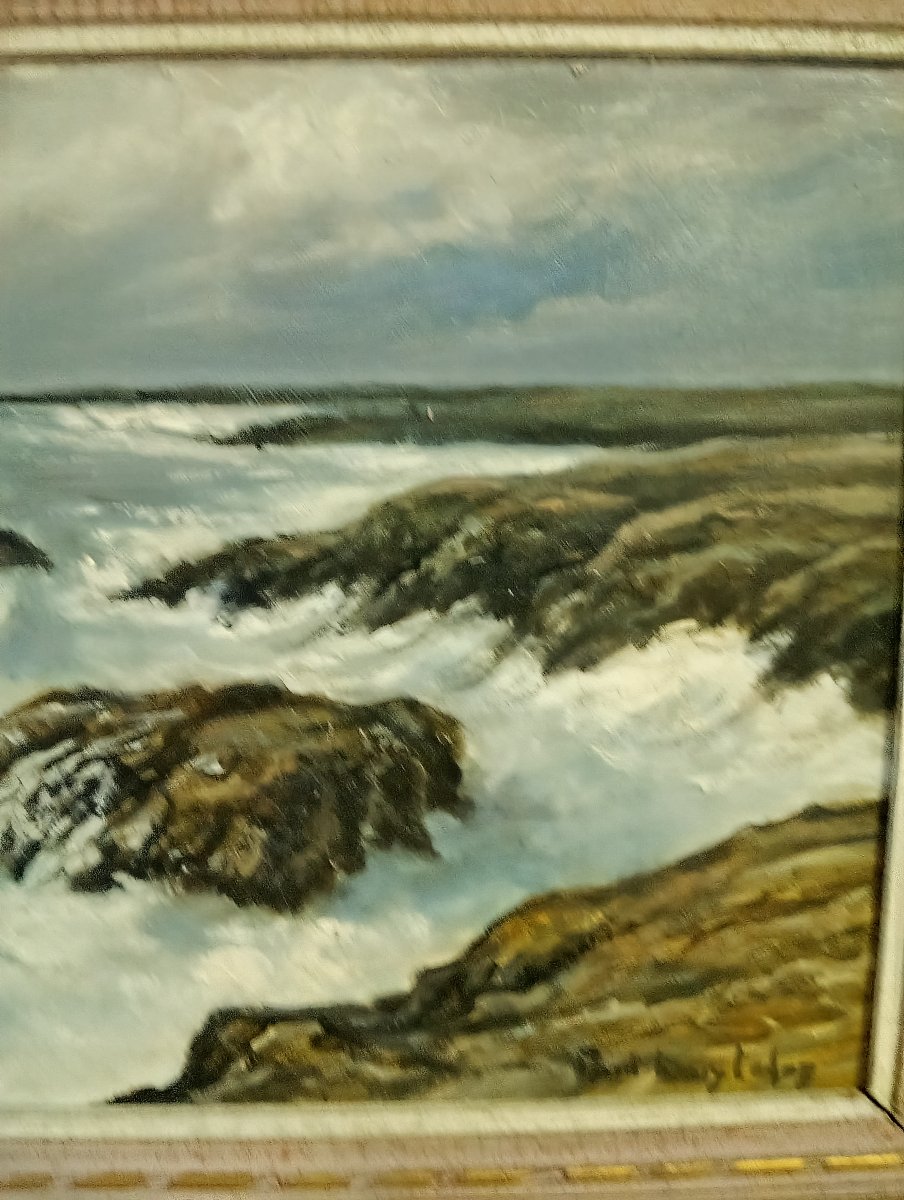 Paul-Henry Lafon – Côte rocheuse à Quiberon – Huile sur panneau -photo-3
