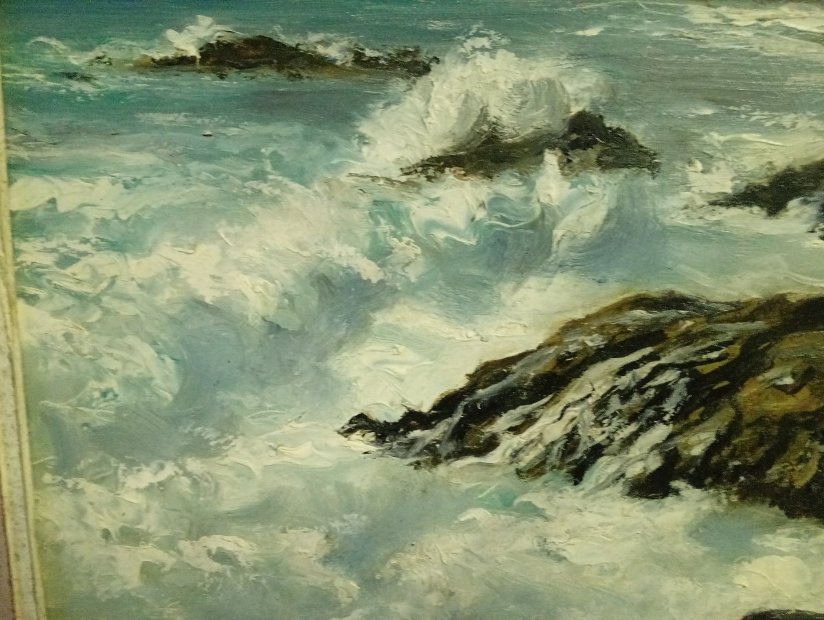 Paul-Henry Lafon – Côte rocheuse à Quiberon – Huile sur panneau -photo-4