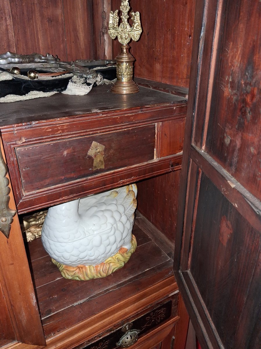 Meuble chinois en bois à panneaux laqués – Décor d’oiseaux et de fleurs -photo-2
